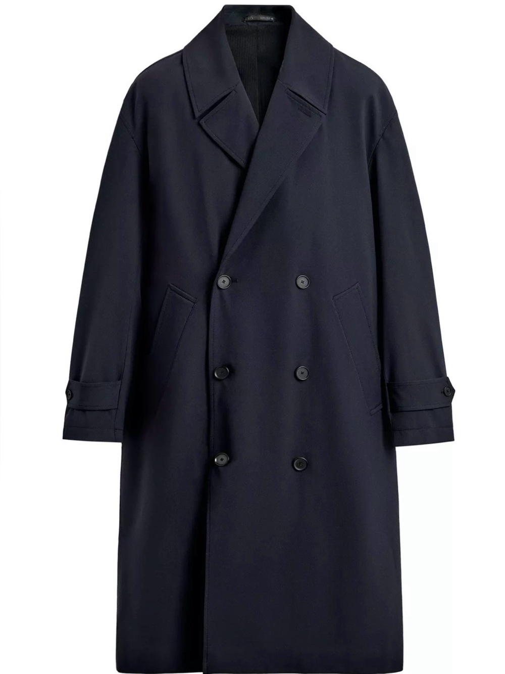 Zara Men's Navy Double-Breasted Trench Coat